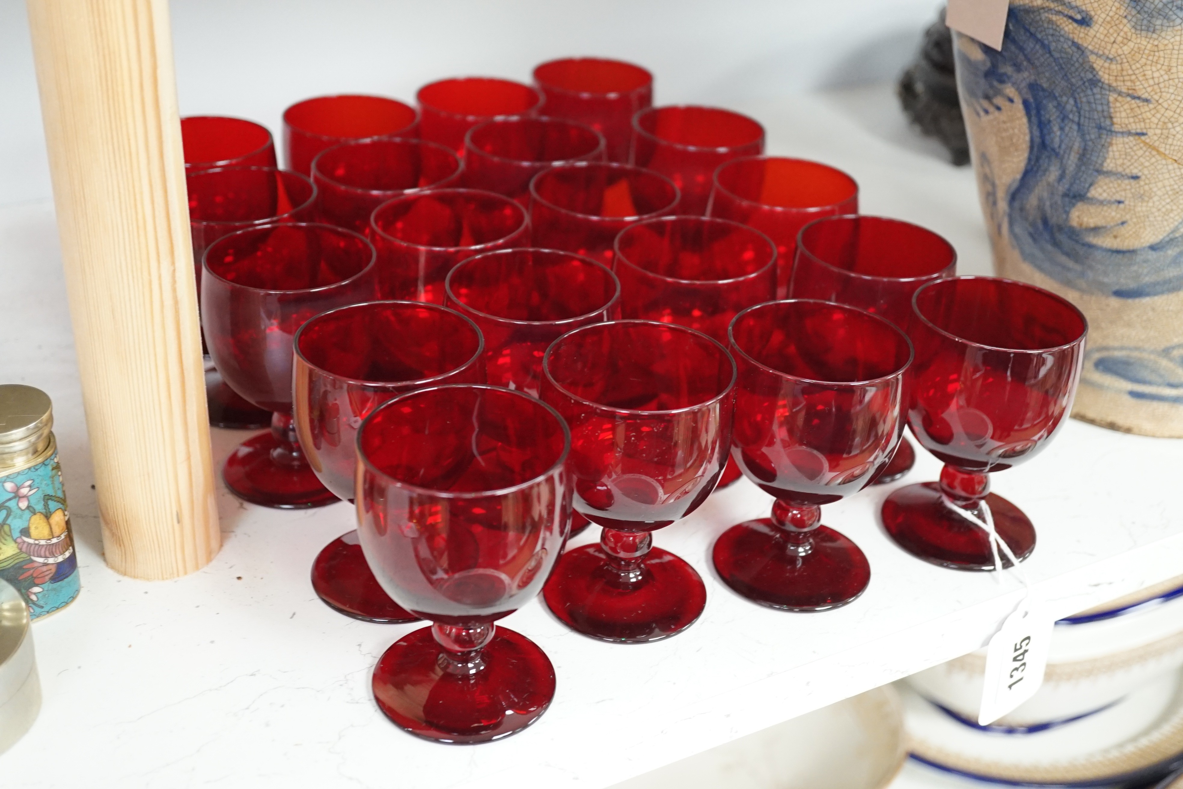 20 ruby glass wine glasses, 9.5cm